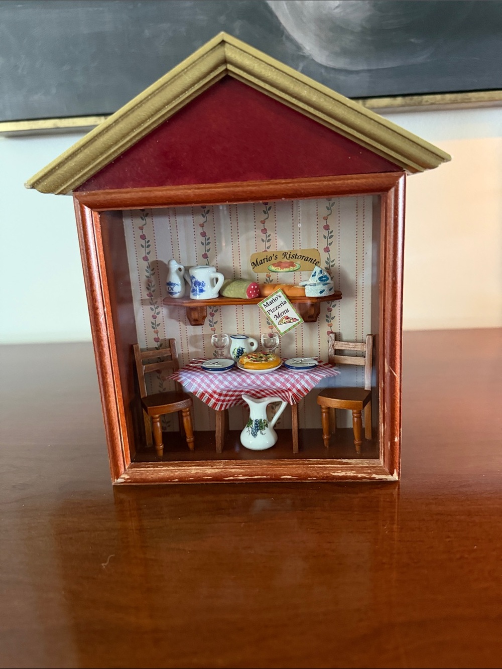 Vintage Miniature Italian Restaurant Shadow Box – Handcrafted Wall Art